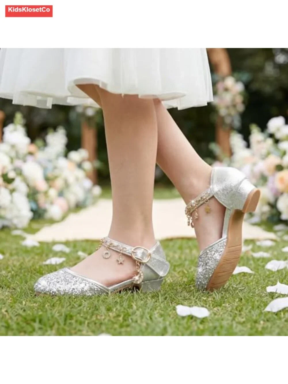 Girls Glitter Charm Dress Shoes Sequins Princess Heels for Party